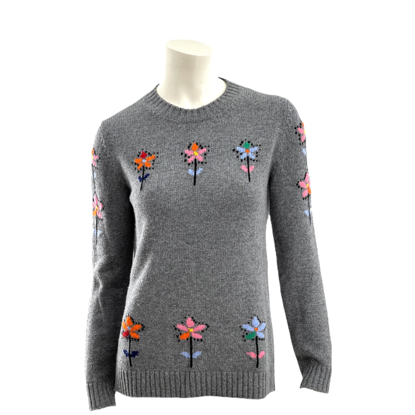Prada Floral Wool-Intarsia Pullover