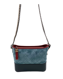 Chanel Blue Quilted Suede and Leather Medium Gabrielle Hobo Bag
