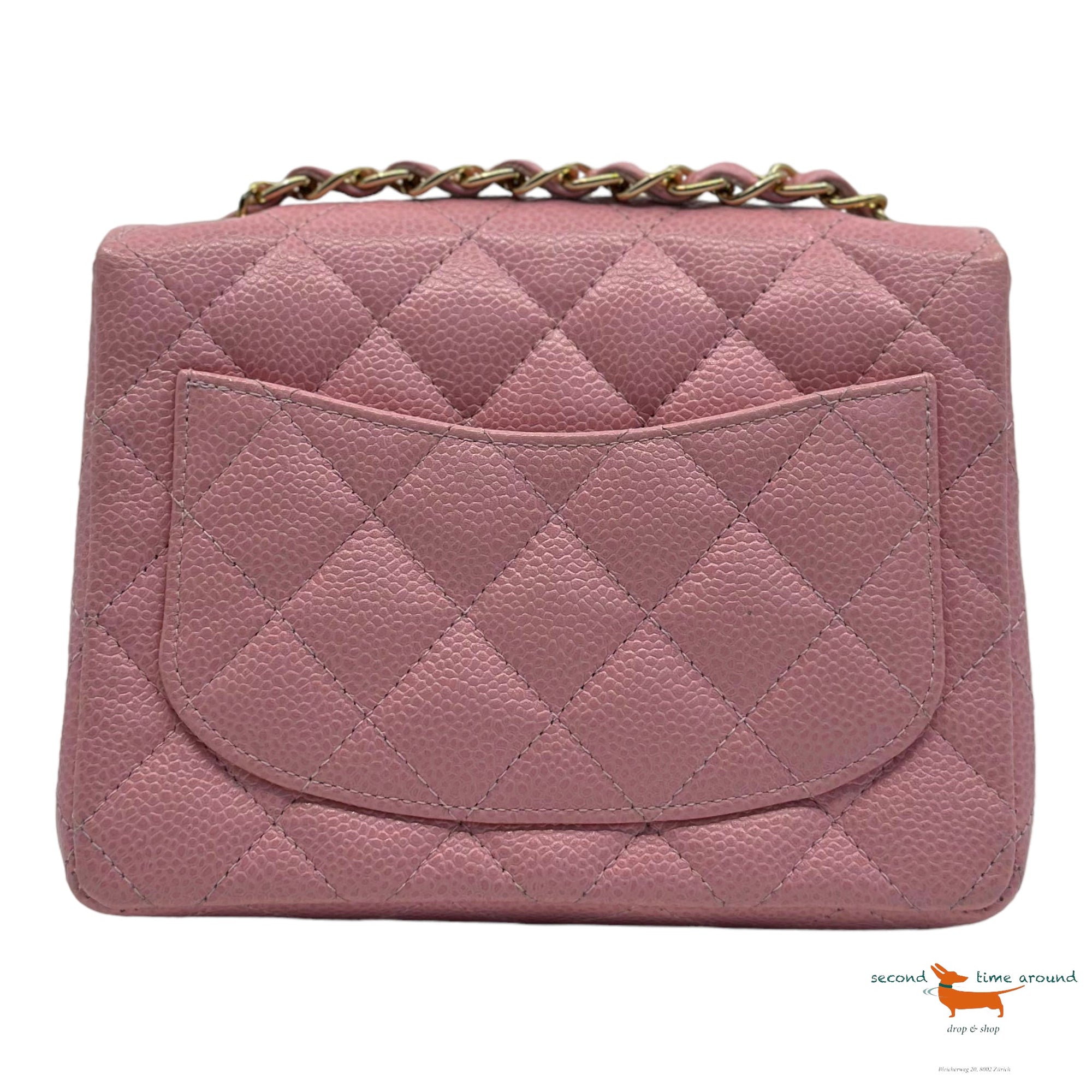 Chanel Classic Single Flap Mini Square Pink Caviar Bag