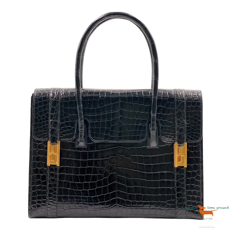 Hermes Rare Vintage Drag Bag in Lisse Niloticus Crocodile GHW