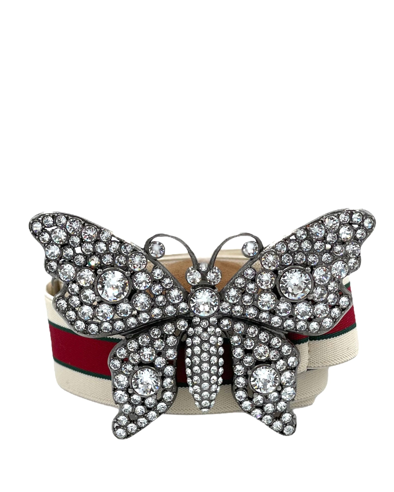 Gucci Embellished Butterfly Belt In Beige