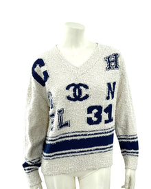 Chanel Varsity Iconic Logo Pullover Sweater Size 38 Fr
