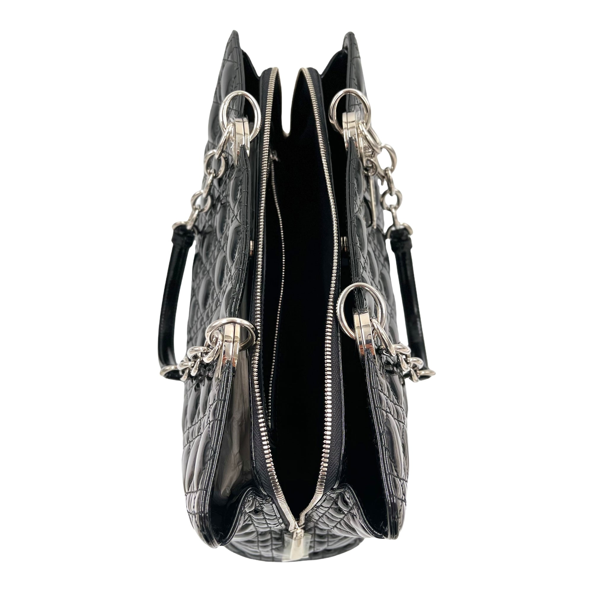 Christian Dior Patent Cannage Dior Soft Shopping Tote Bag