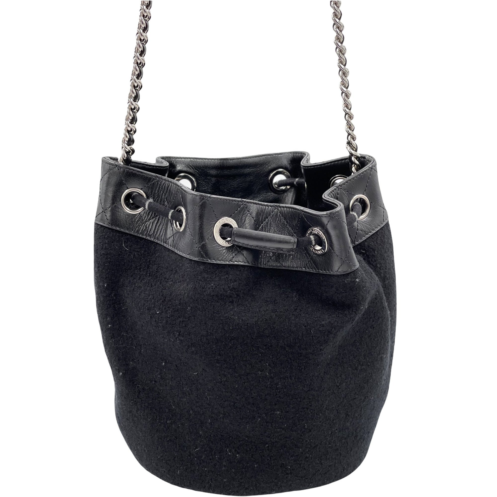 Chanel Embroidered Wool Calfskin Drawstring Bag