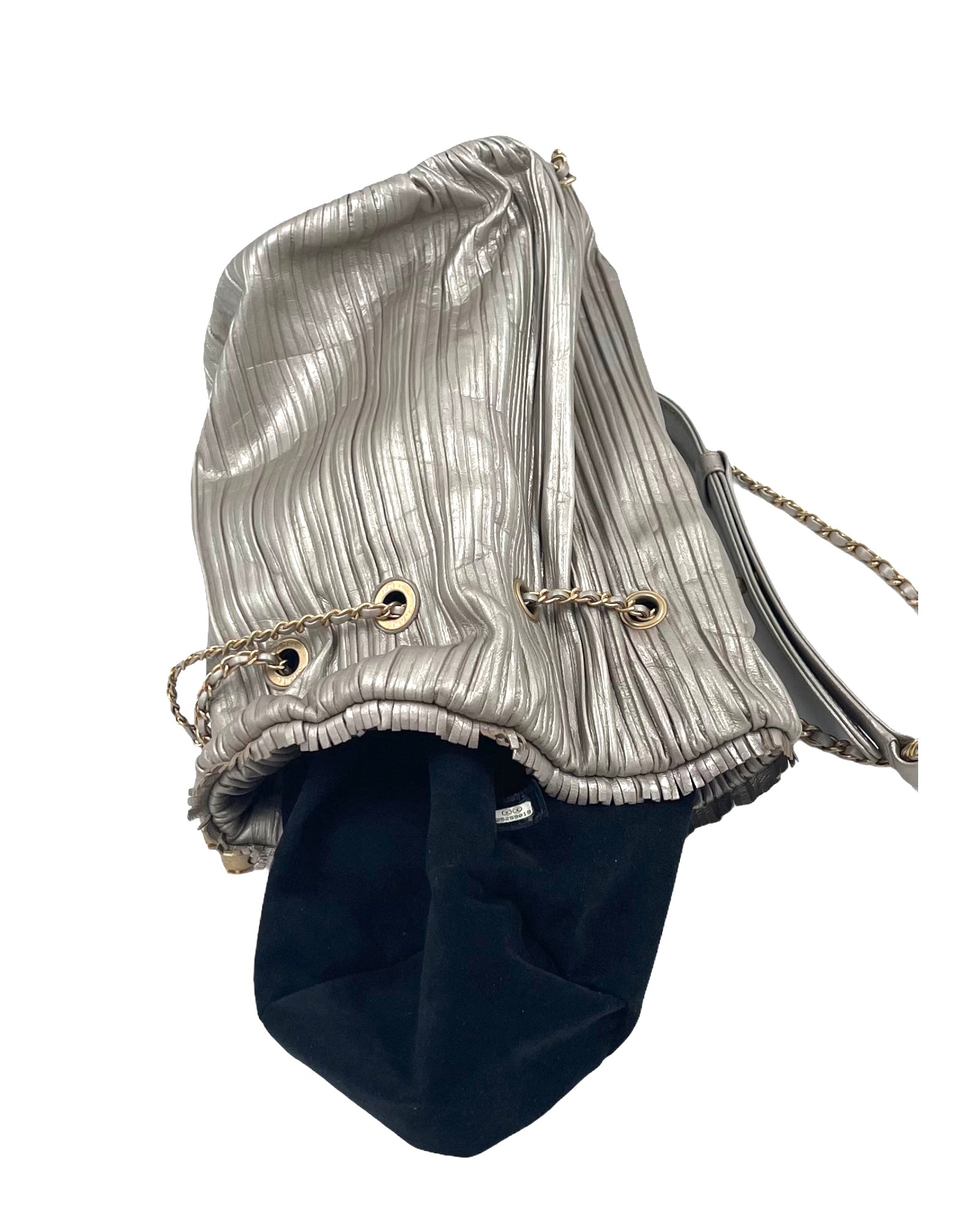 Chanel Gold Leather Coco Pleats Small Backpack Bag