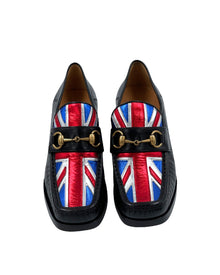 Gucci Union Jack Horsebit Loafer Heels 37.5