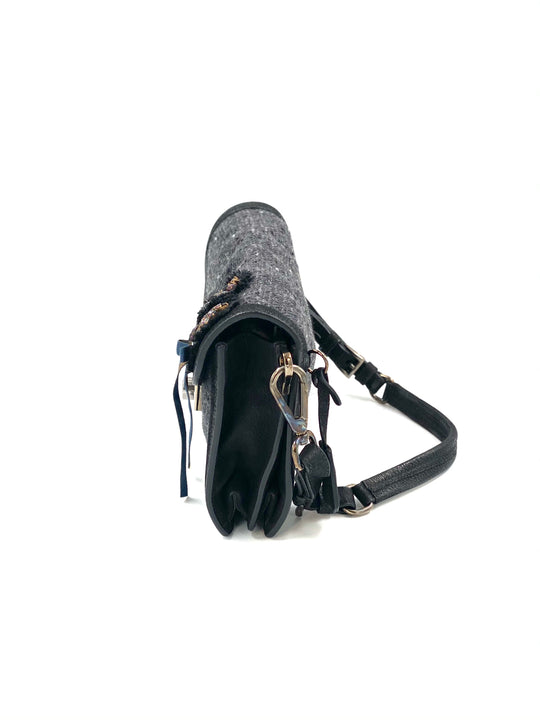 Prada Black Tweed Sound Shoulder Bag