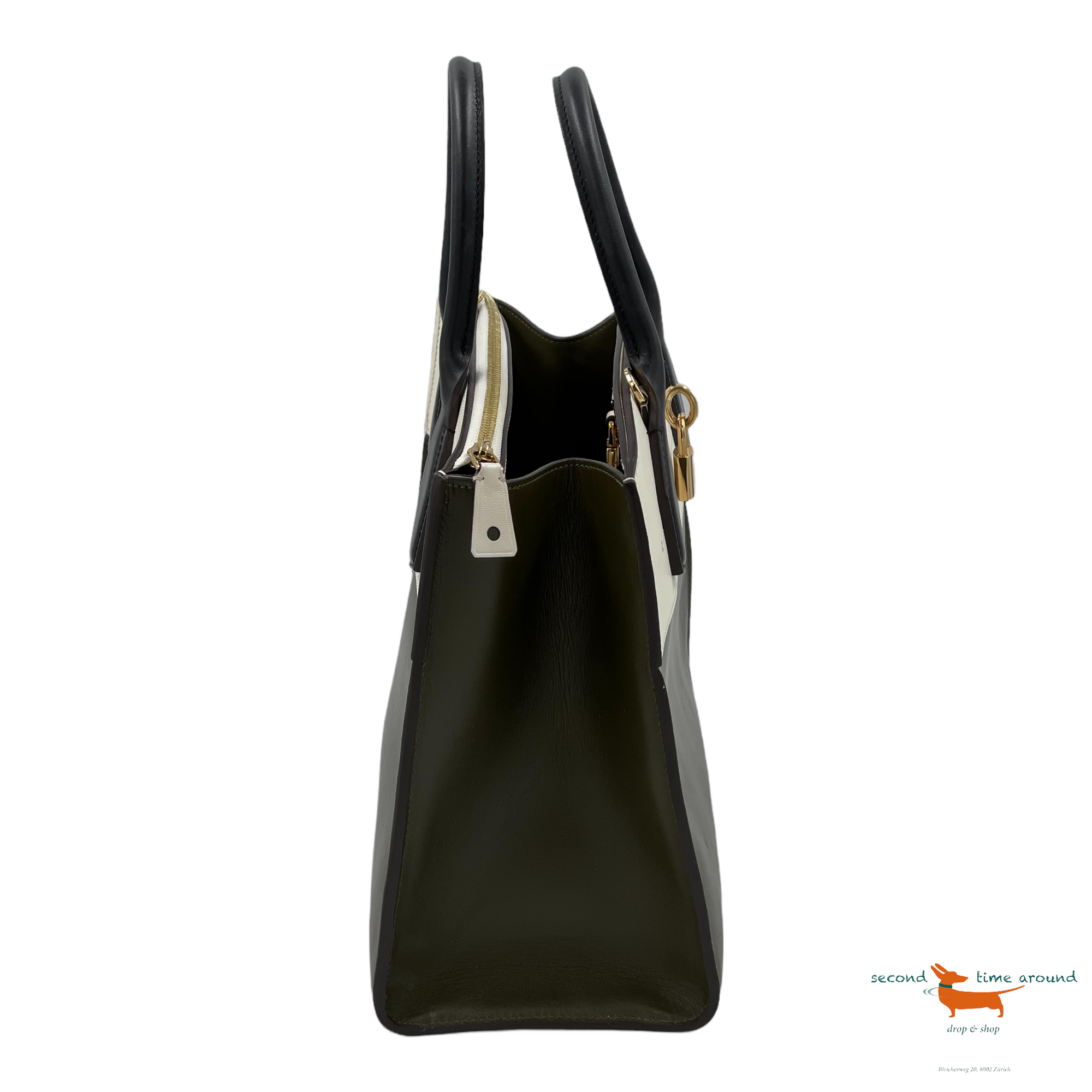 Louis Vuitton Khaki/White City Stream MM Tote Handbag