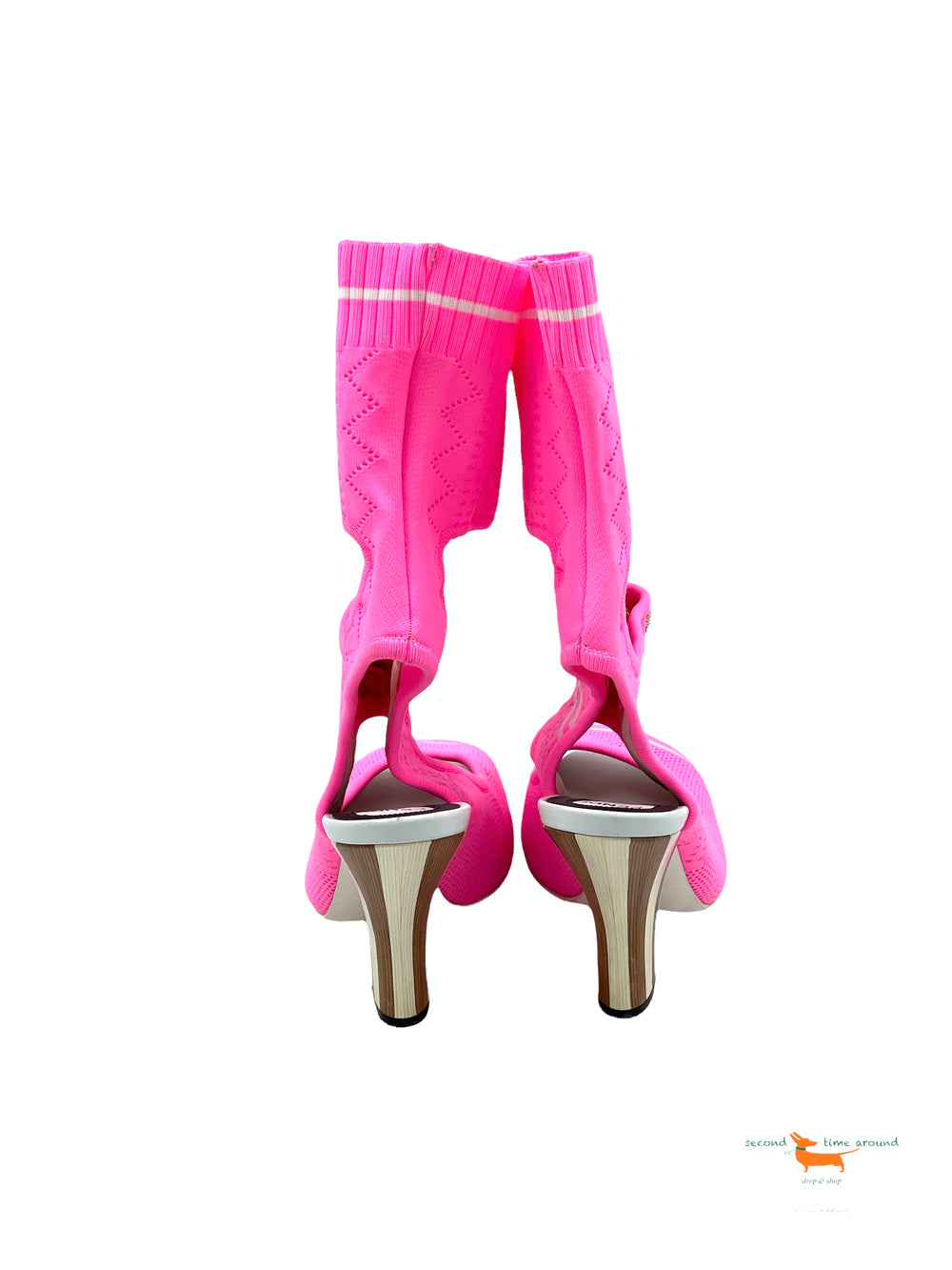 Fendi Pink Knit Heeled Open Sandals