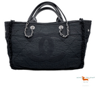 Chanel Double Face Deauville Tote Fransen Gestepptes Segeltuch Medium Bag