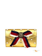 Gucci Broadway Clutch aus Leder in Metallic-Optik mit Kunstperlenverzierung