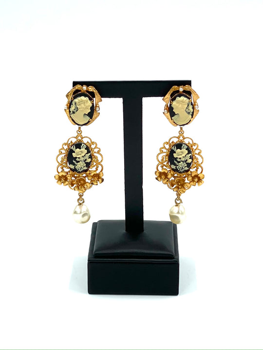 Dolce Gabbana cameo Pearl earrings