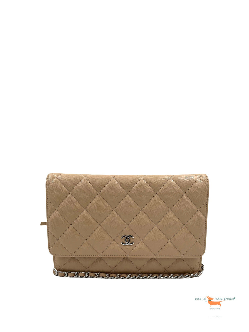 Chanel Wallet on Chain 2018 Woc Beige Caviar Leather Cross Body Bag