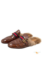 Gucci Cuir Color Crocodile Princetown Slipper