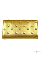 Gucci Broadway Clutch aus Leder in Metallic-Optik mit Kunstperlenverzierung