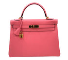 Hermes Kelly Retourne 32 Epsom Leather Rose Azalee Bag Rare