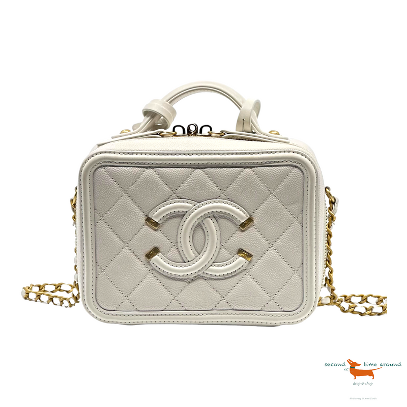 Chanel Quilted Caviar Leather Small Filigree Vanity Casa Bag