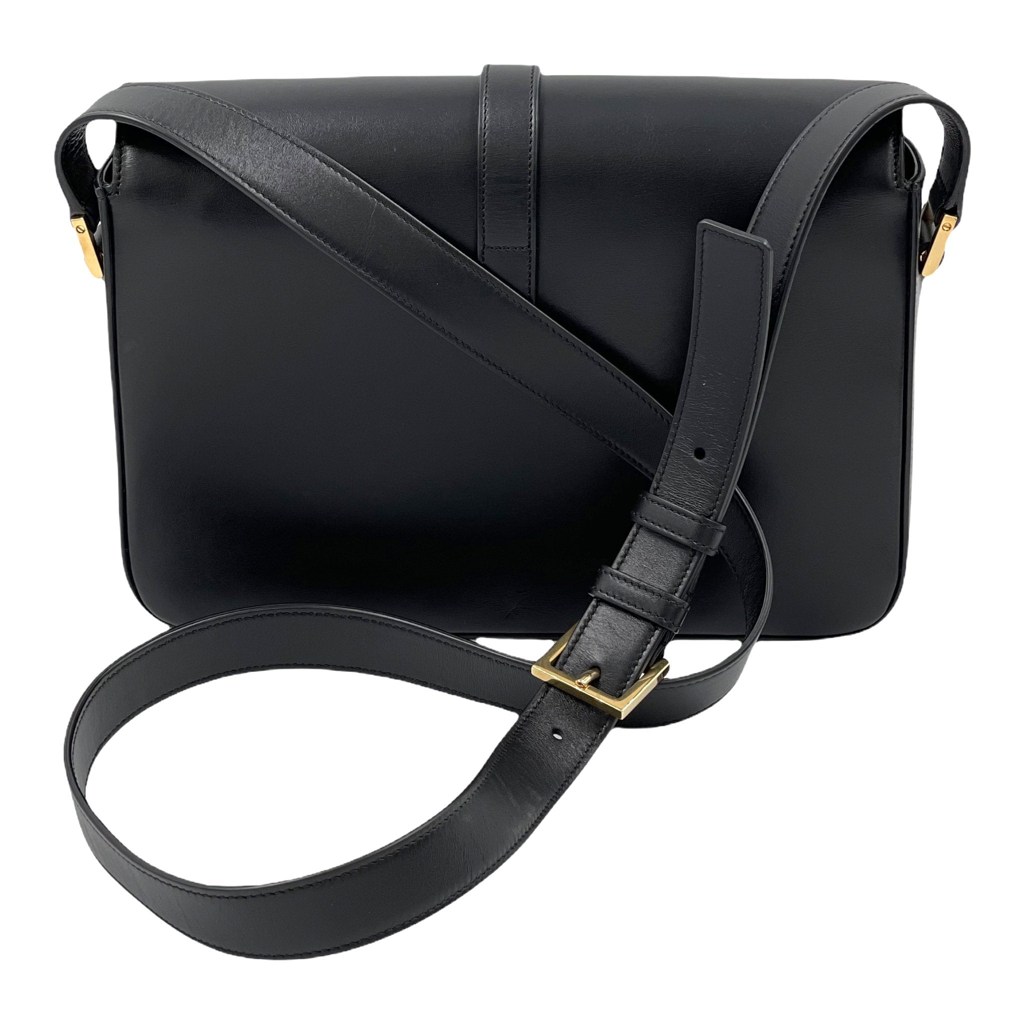 Yves Saint Laurent Black Smooth Calfskin Leather Monogramme Sac Universite Medium Shoulder Bag