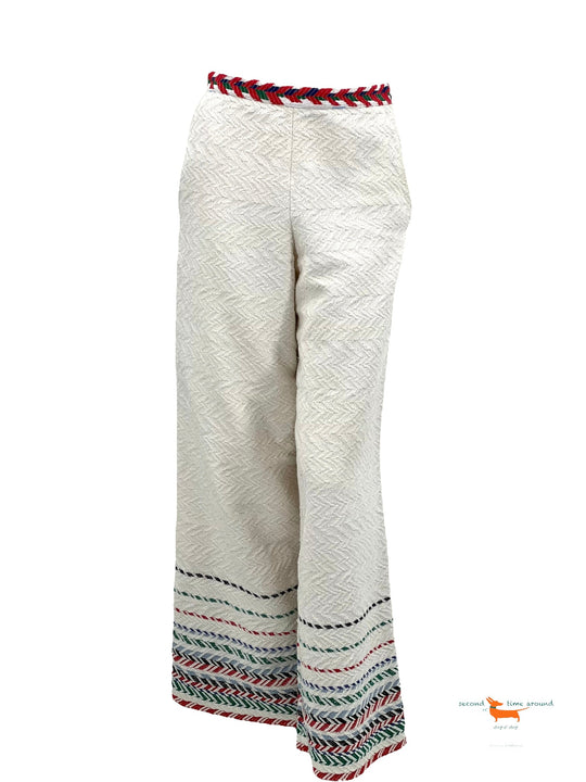 Chanel Cotton Chevron Embroidered Large Pants 2 Pieces