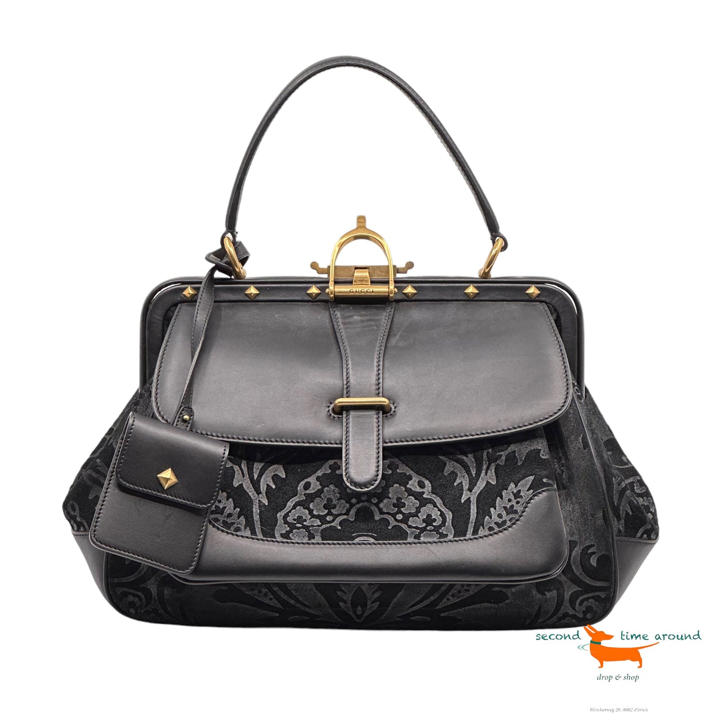 Gucci Lady Stirrup Leather Top Handle Bag