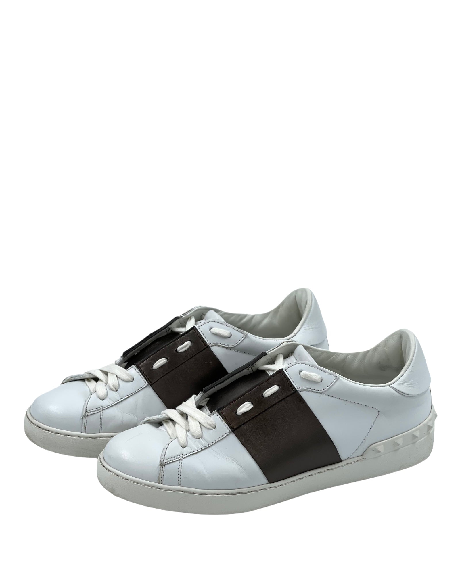 Valentino White/Mountain View Leather Open Sneakers Size 41 