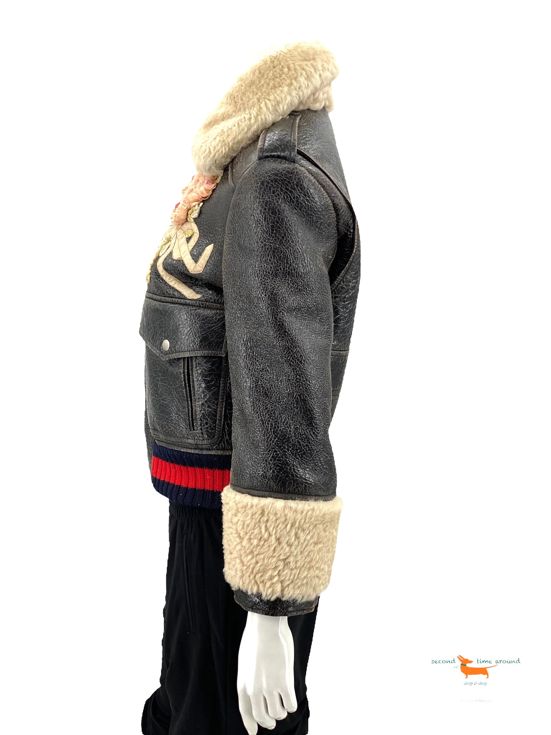 Gucci Embroidered leather jacket