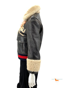 Gucci Embroidered leather jacket