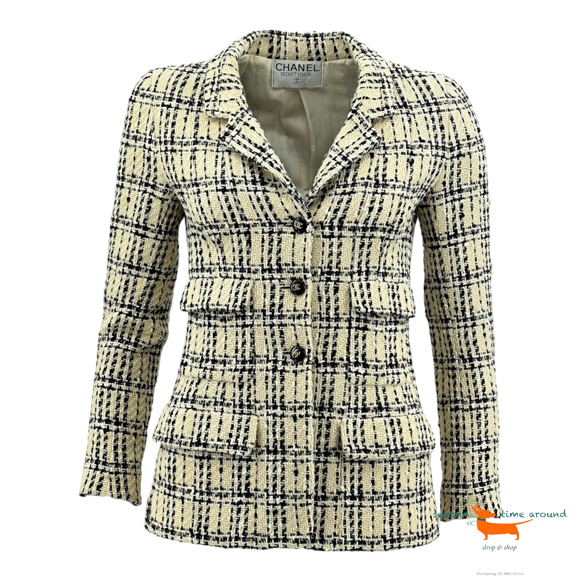 Chanel Black and White Tweed Jacket
