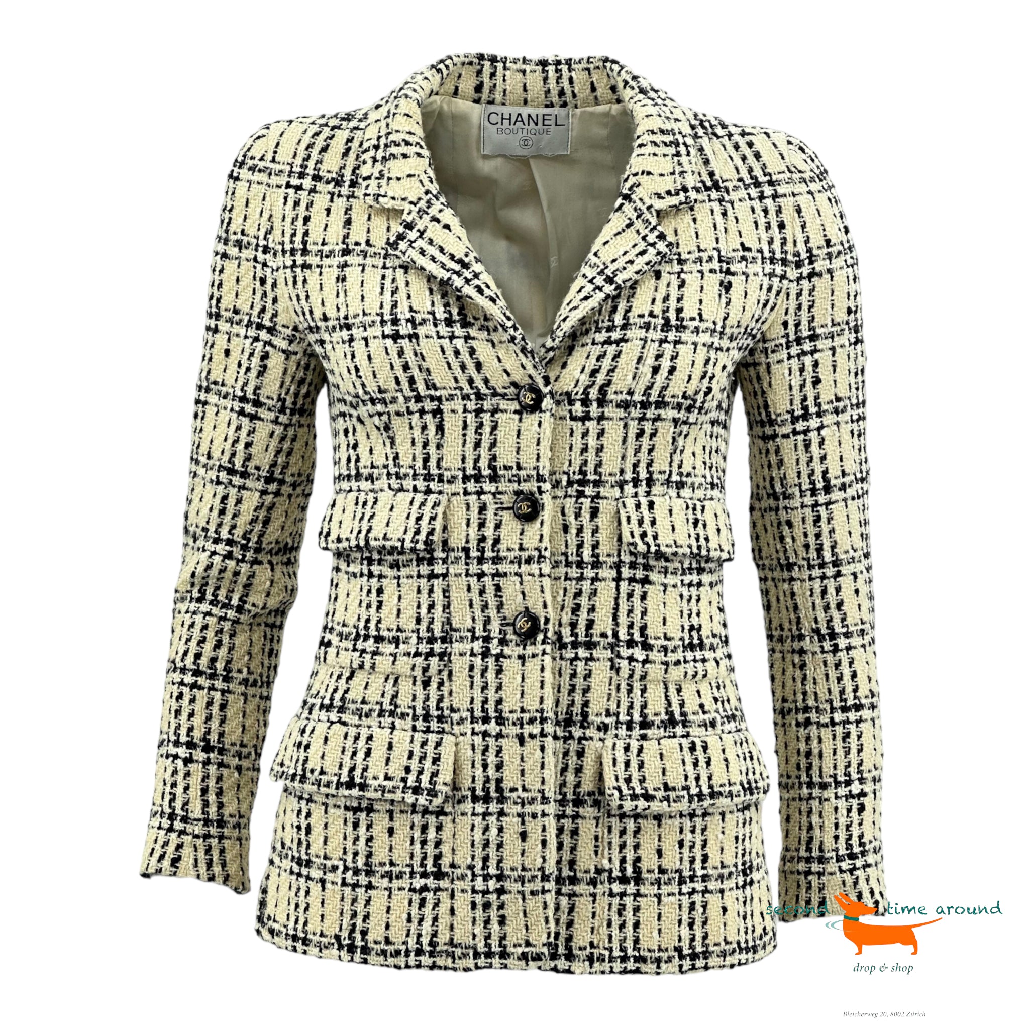 Chanel Black and White Tweed Jacket