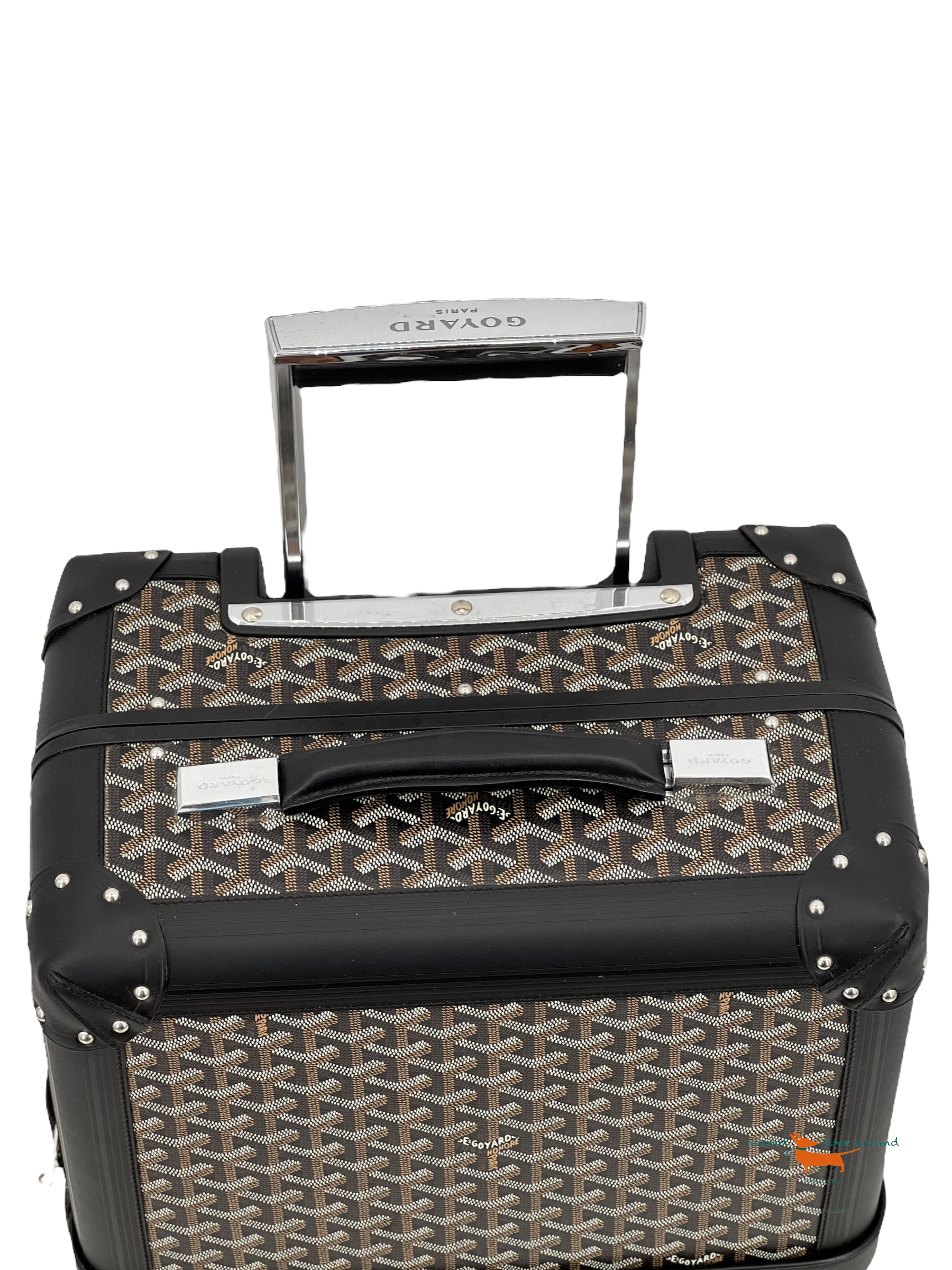 Goyard Black Goyardine Canvas and Leather Bourget Trolley