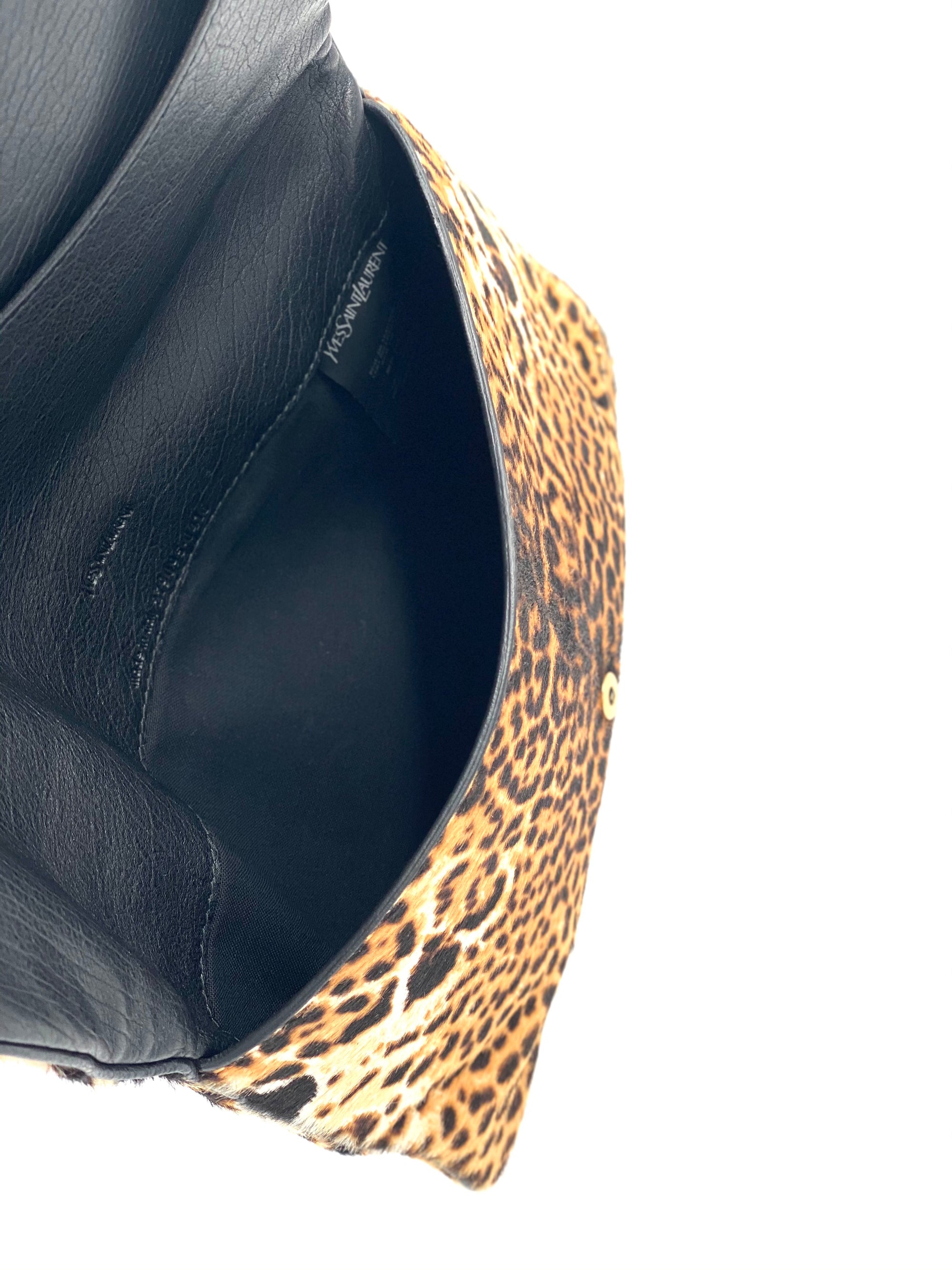 Yves Saint Laurent Animal-print calf hair clutch