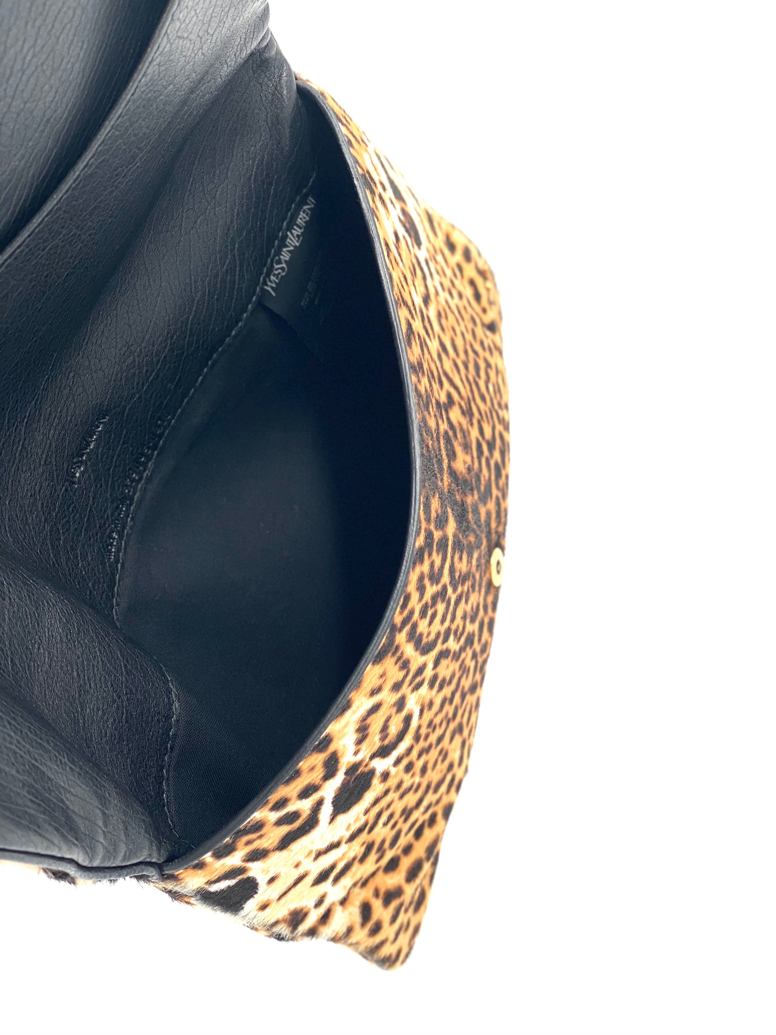 Yves Saint Laurent Animal-print calf hair clutch