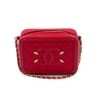 Chanel Filigree Vanity Clutch With Chain Quilted Caviar Gold-tone Red