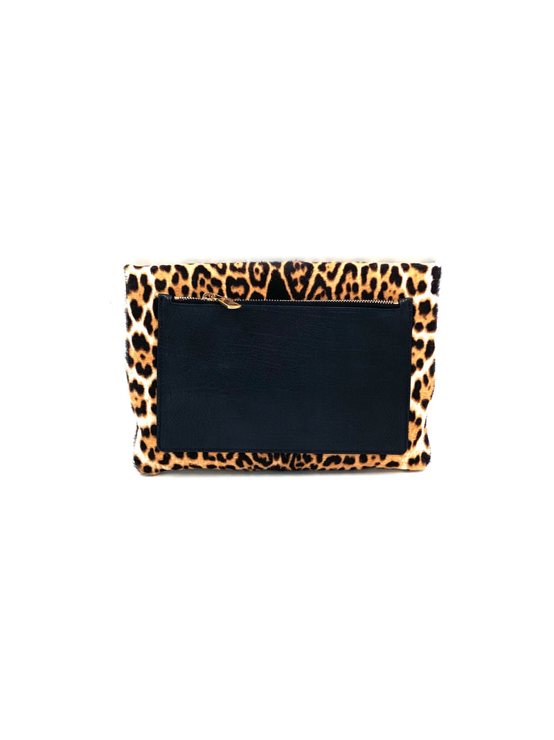 Yves Saint Laurent Animal-print calf hair clutch