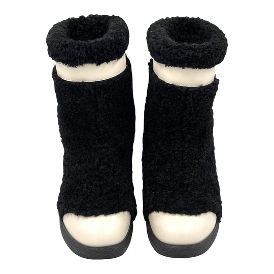 Chanel Shearling Fur Cap Toe Boots