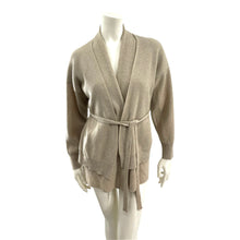 Brunello Cucinelli Double Layer Belted Ribbed Cashmere Cardigan Camel