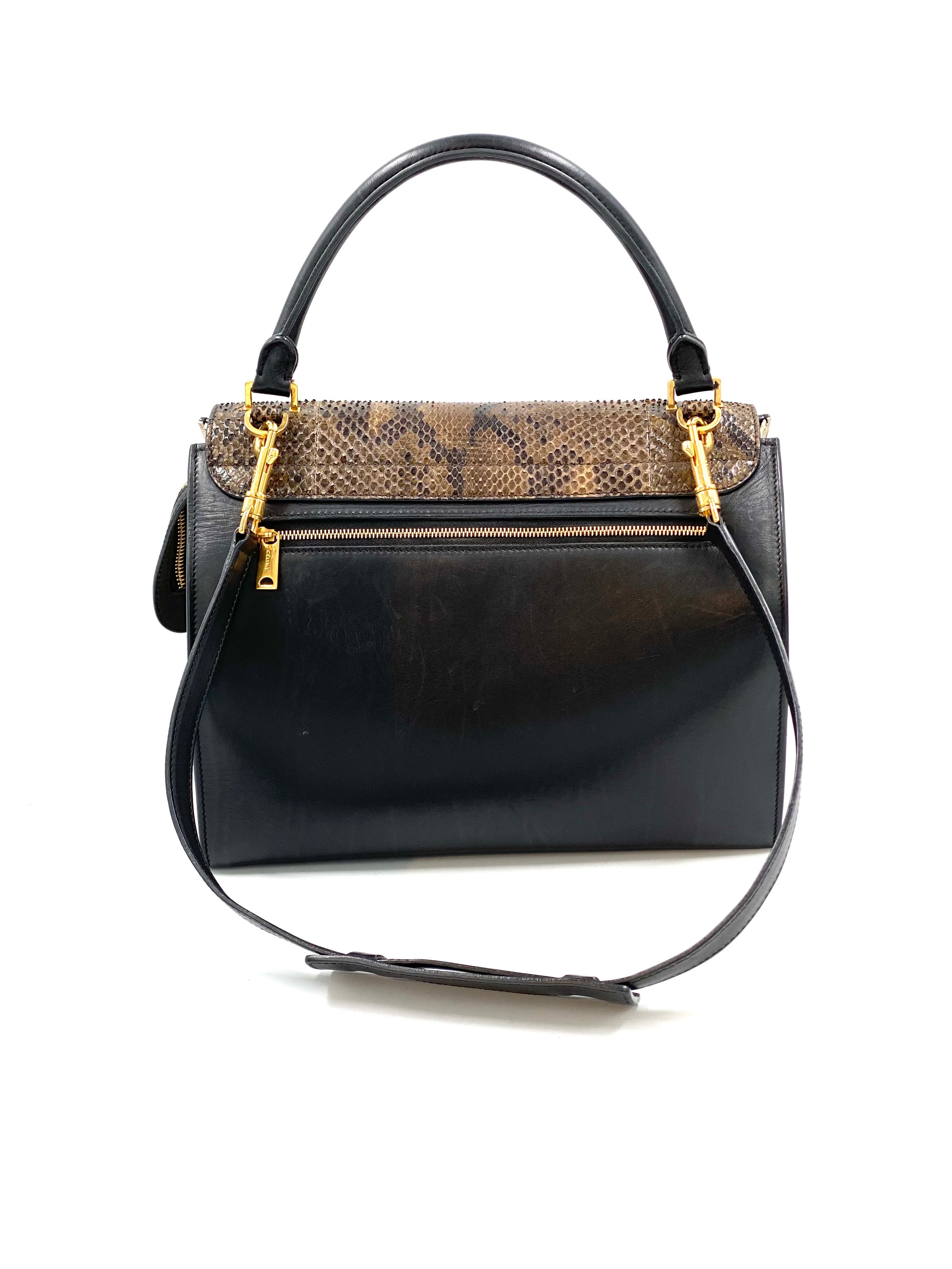 Celine Trapeze medium model handbag python suede