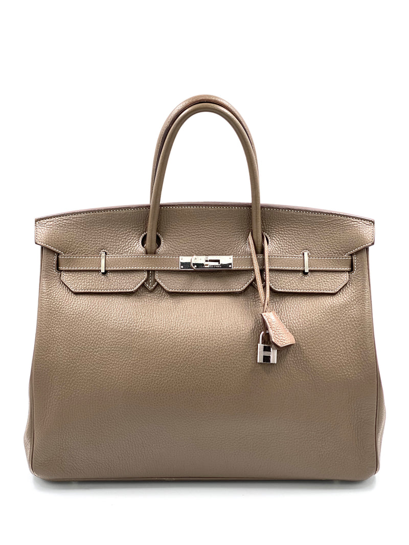 Hermes Birkin Togo Leder Etoupe 40 Cm Bag