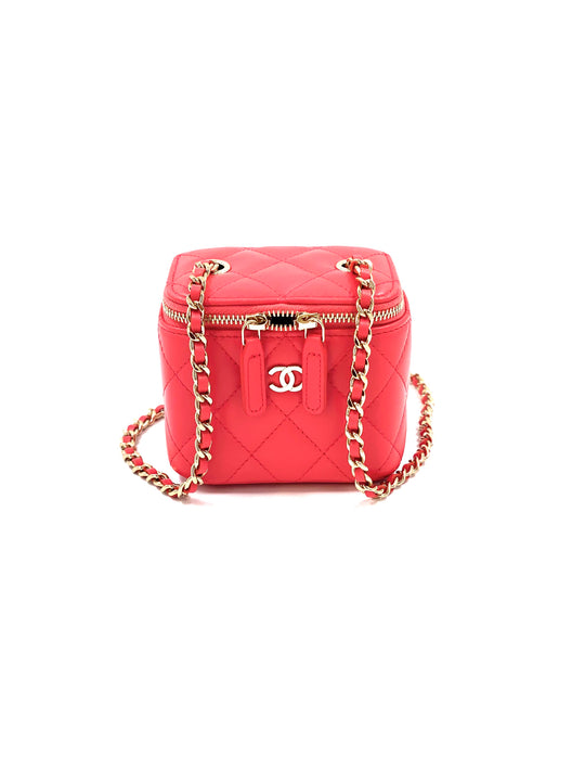 Chanel Lambskin Quilted Mini Vanity Case with Chain Bag