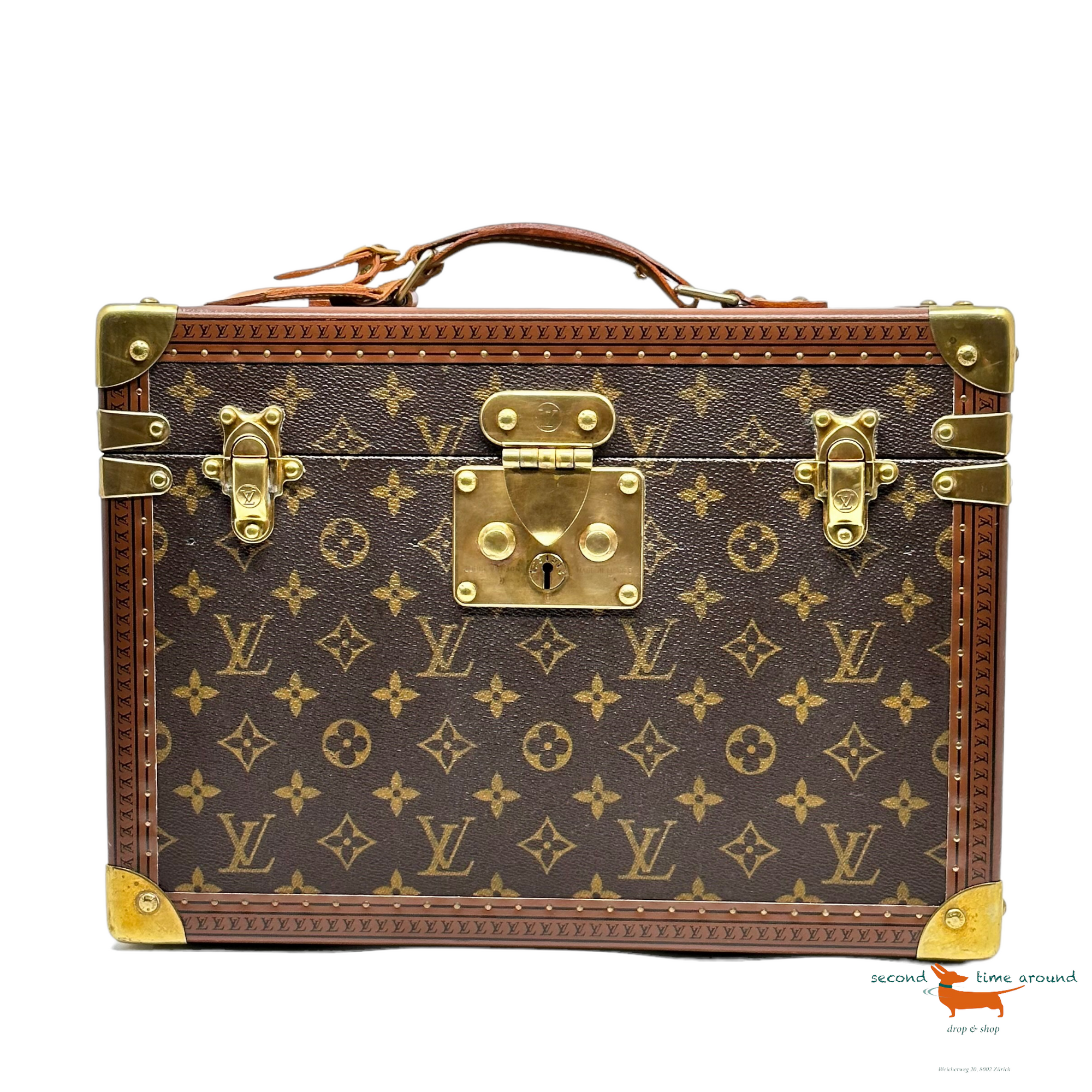Louis Vuitton Beauty Case Monogram Canvas, Leder, goldfarbenes Metall