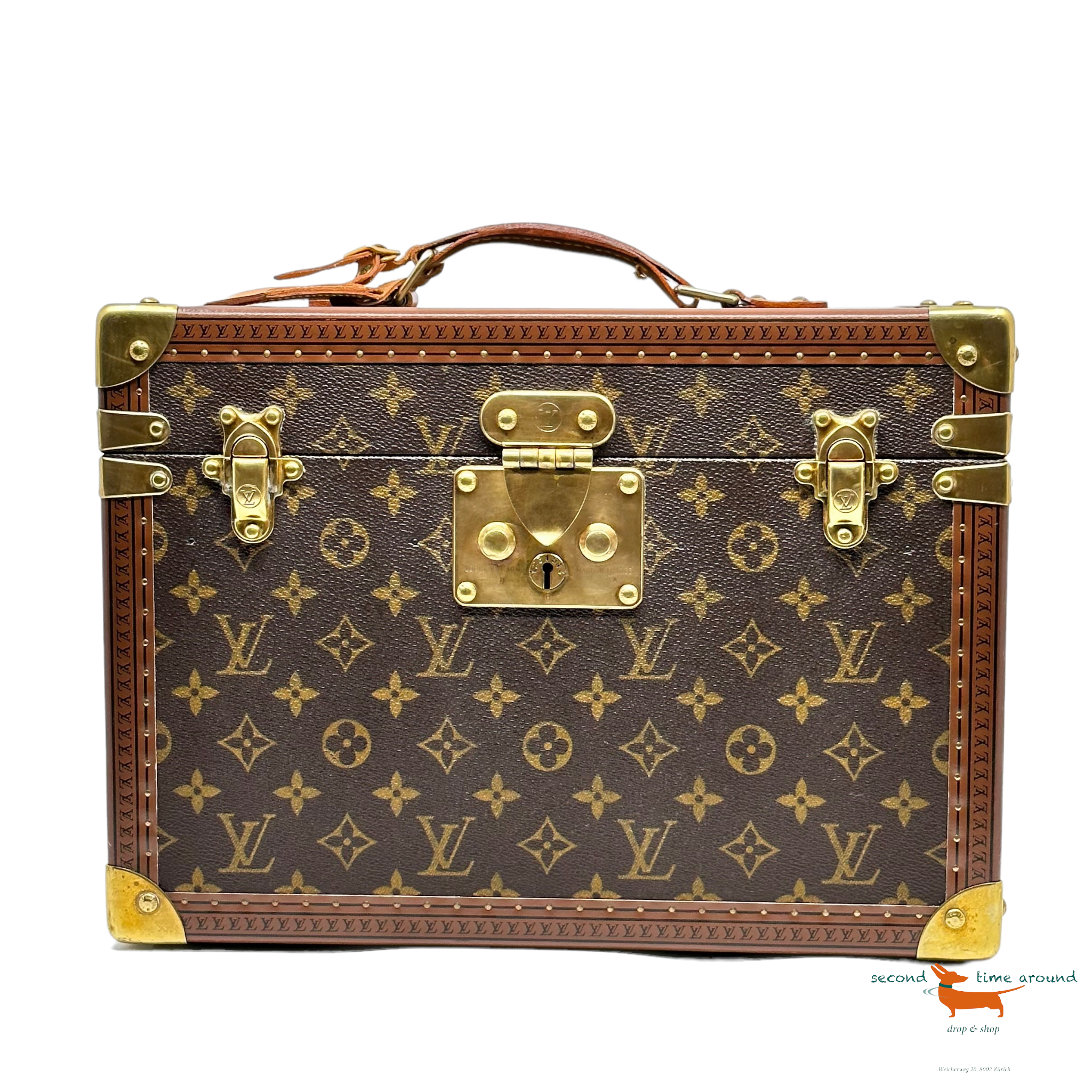 Louis Vuitton Beauty Case Monogram Canvas, Leder, goldfarbenes Metall