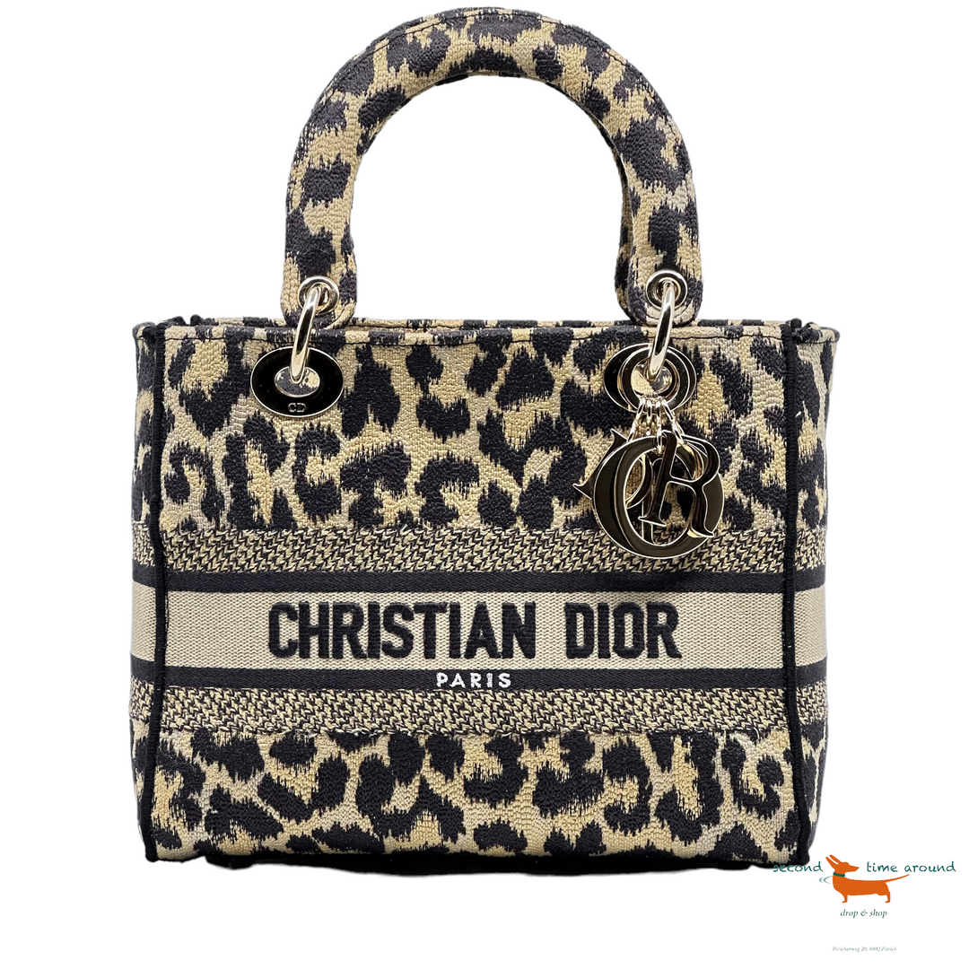 Christian Dior Lady D-Lite Bag Embroidered Canvas Medium Bag