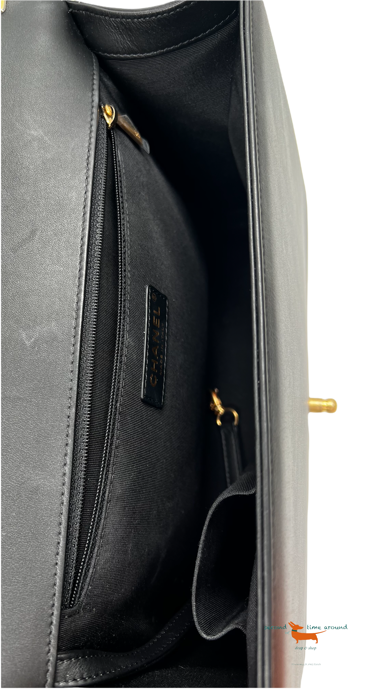 Chanel Calfskin Quilted Large Boy Flap Black Bag