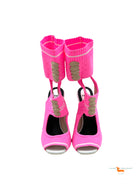 Fendi Pink Knit Heeled Open Sandals