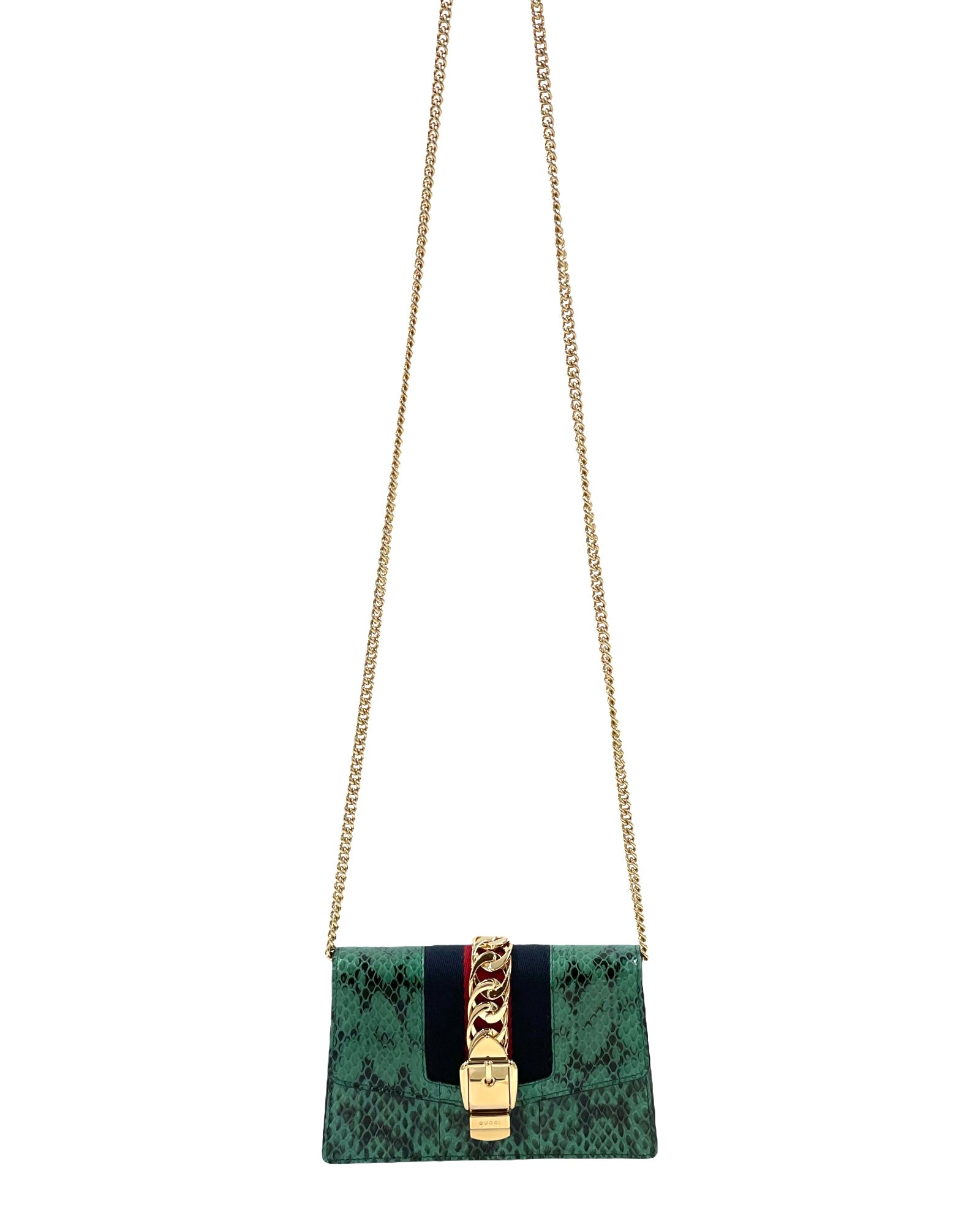 Gucci Sylvie Mini Green Python Shoulder Bag