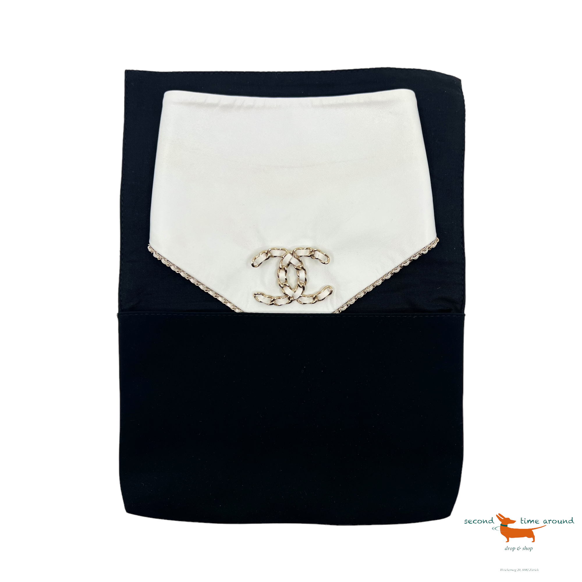 Chanel Lambskin Calfskin Chain CC Bandana White Gold