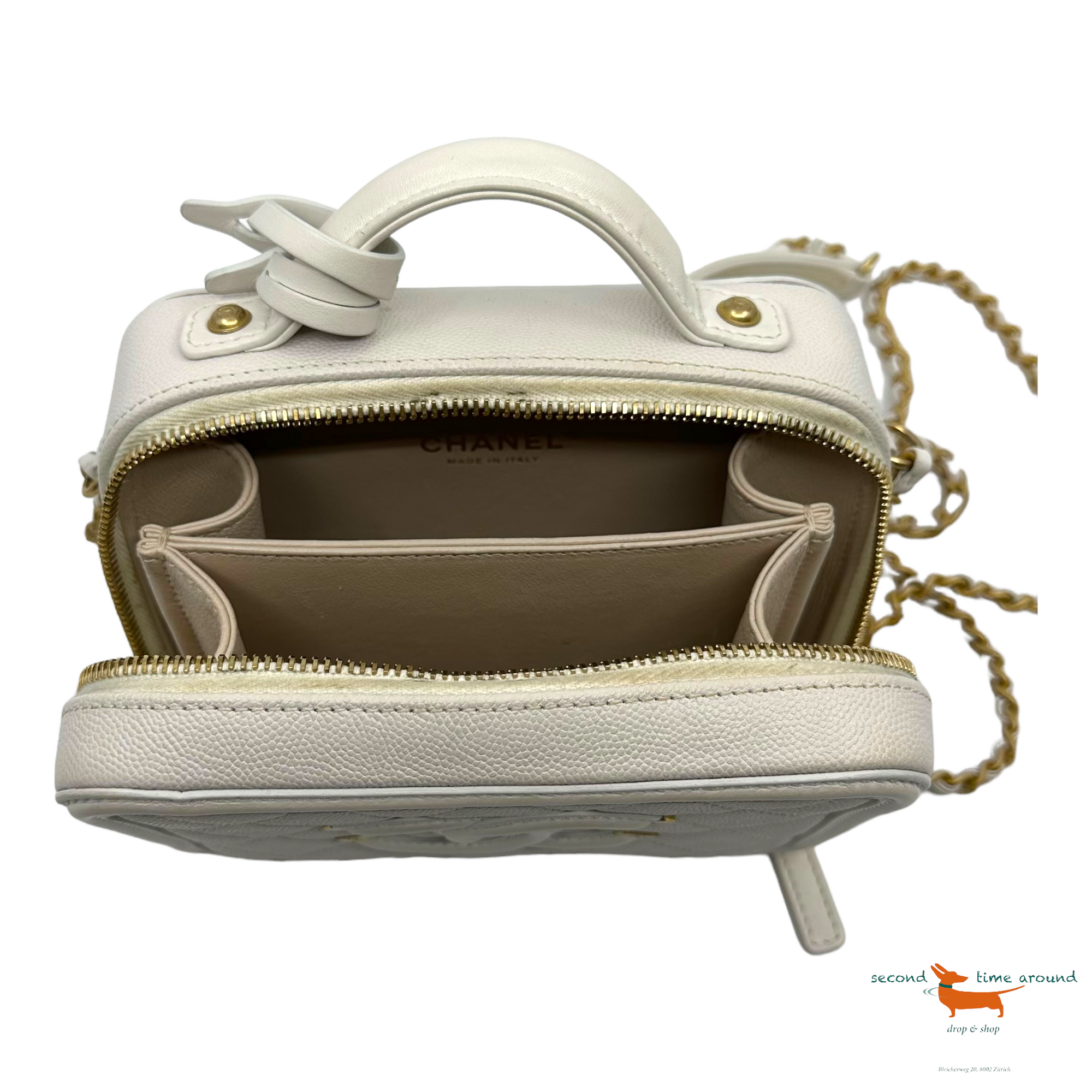 Chanel Quilted Caviar Leather Small Filigree Vanity Casa Bag