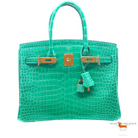 Hermes Birkin 30 Vert Jade Porosus Crocodile Limited Edition Bag