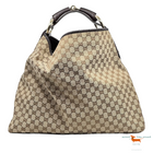 Gucci Brown GG Canvas and Leather Horsebit Chain Hobo
