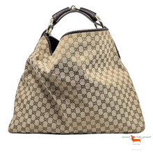 Gucci Brown GG Canvas and Leather Horsebit Chain Hobo